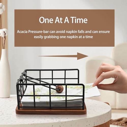 Acacia Wood Napkin Holder for Table (7.6“x7.6"x3.3")