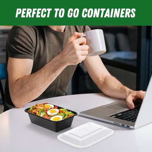 50 Pack (100-Piece) 24 oz Meal Prep Containers Reusable with Lids (24 oz)