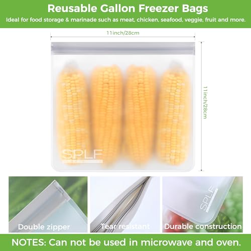 6 Pack Reusable Gallon Freezer Bags Dishwasher Safe (6 Pack-6 Gallon / Gray)