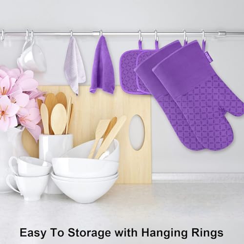 Oven Mitts and Pot Holders 6pcs Set (Purple)