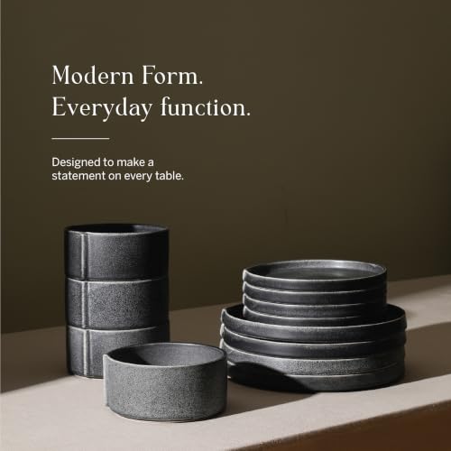 Bao 12 Piece Dinnerware Set Stoneware (Charcoal / 12-Piece - Service for 4)