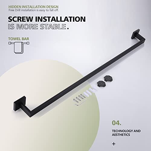 36 Inch Single Towel Bar (Matte Black / 36-Inch)