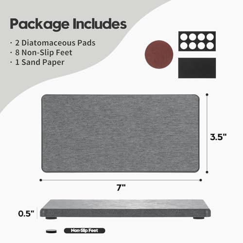 2PCS 7" x 3.5" Water Absorbing Bathroom Sink Vanity Trays (2 Pack - Charcoal Gray / 7" x 3.5")