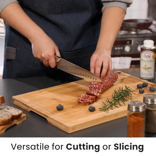 Extra Large 18" x 12" Bamboo Cutting Board for Kitchen (Natural / 18"L x 12"W)