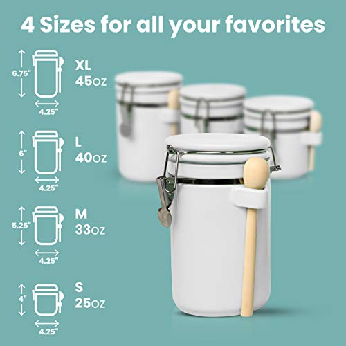 4 Piece Ceramic Kitchen Canisters Set (White)