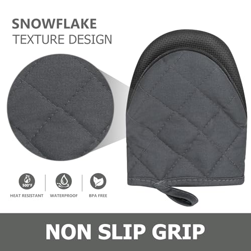 1 Pair Short Oven Mitts (Solid Gray)