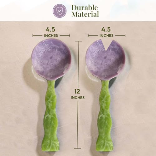 Lavender Sage Resin Salad Servers Set of 2 (12 inches / Lavender & Sage)