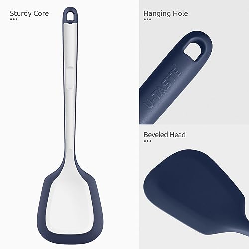 600℉ Heat Resistant Silicone Turner ((3) Midnight Blue / 13.6"x3.74" (Solid Turner))