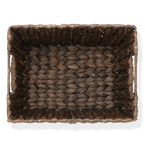 Set of 4 Water Hyacinth Storage Baskets with Handles (Espresso - Hyacinth)