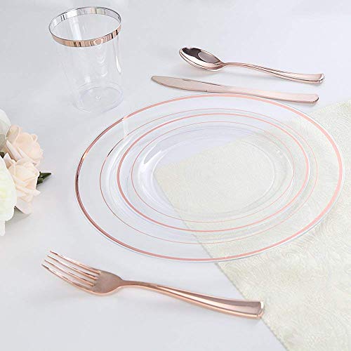 60 Pcs Rose Gold Plastic Plates (60 Pieces / Rose Gold)