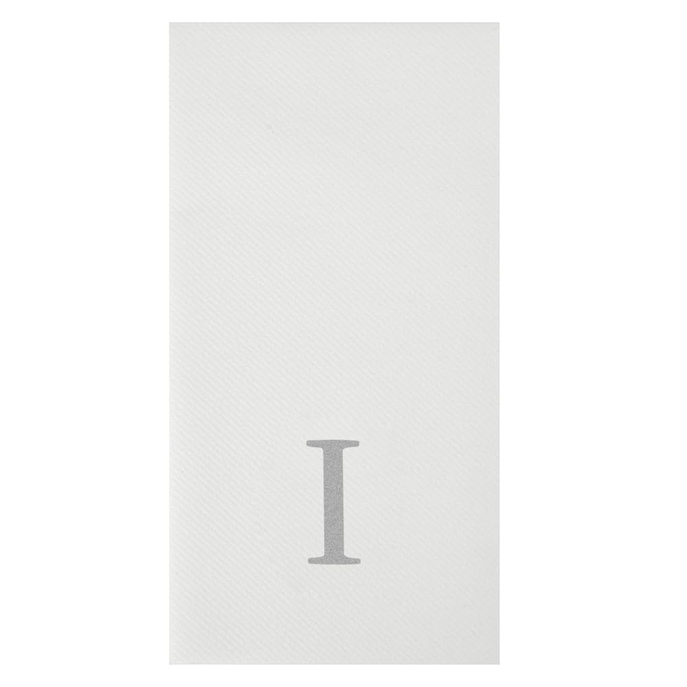 Silver I White Linen Feel Guest Towel Napkin (Silver / 2000 Count / I)