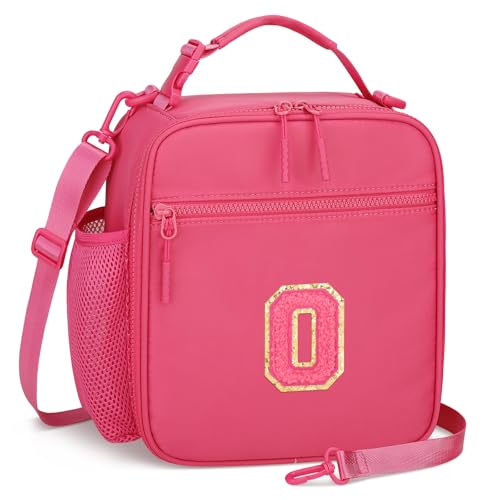Initial Insulated Lunch Bag for Girls Kids (Rosy Red / O)