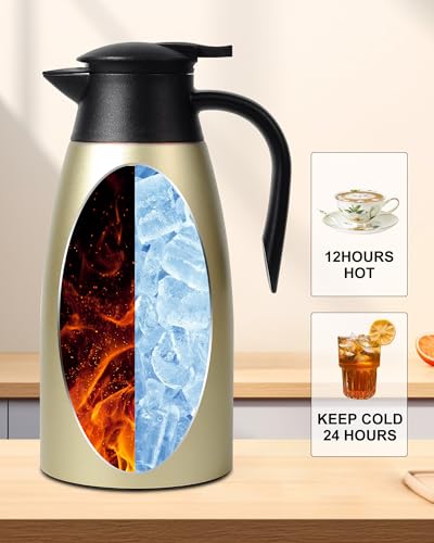 70 OZ Updated Thermal Coffee Carafe for keeping hot (Gold / 2× 70 Ounces)