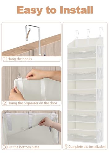 1 Pack Over The Door Storage Organizer with 5 Large Pockets (1 Pack / Beige)