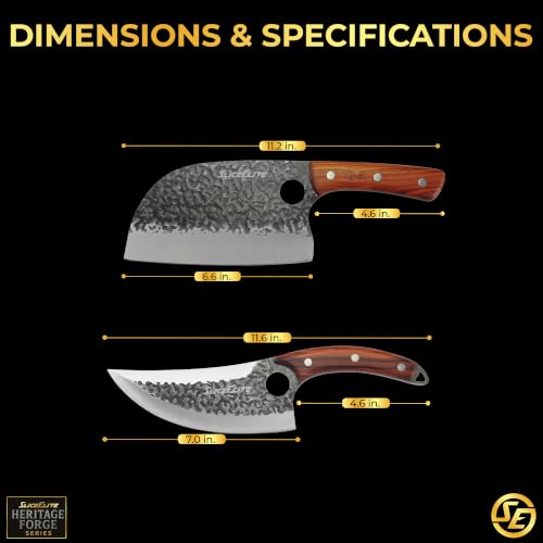 2 Piece Butcher Knife Set Serbian Chef & Viking Knives Kitchen Knife Set