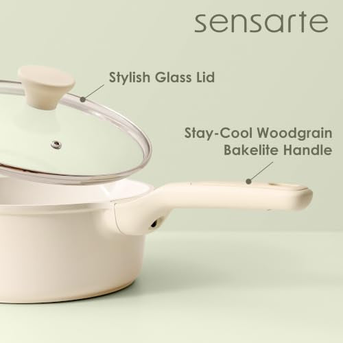 23 PCS Non Toxic Ceramic Cookware Set (Antique White / Large)