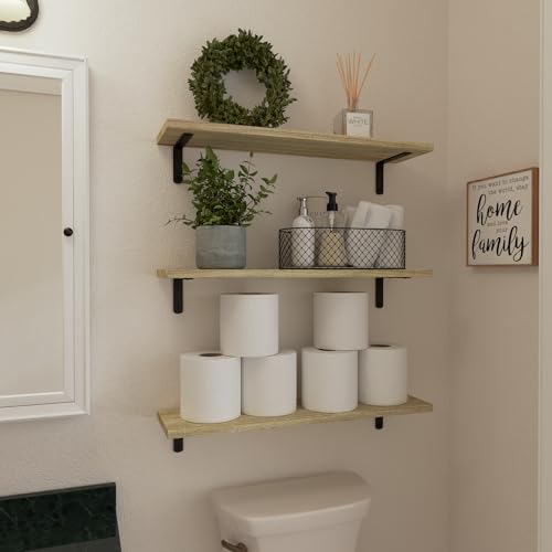 24'' Long Floating Shelves for Wall Decor & Storage (24 Inch / Rustic Brown)
