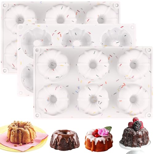 3 Pcs Mini Fluted Cake Pan (Fluted Tube Pan C - 3 Pack)