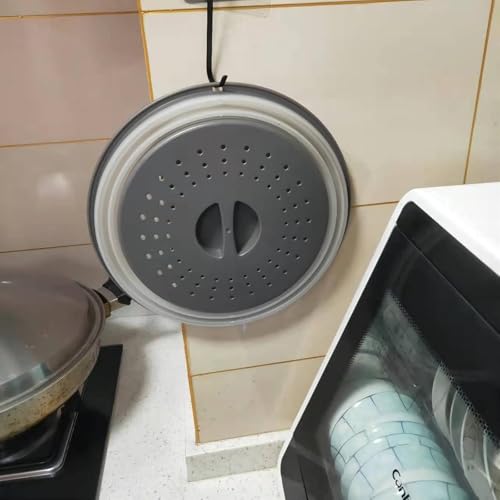 Vented Collapsible Microwave Splatter Cover for Food (gray)