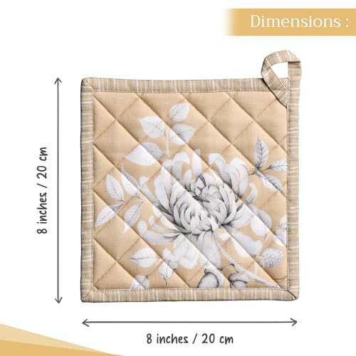 Pot Holders 100% Cotton Potholders (040 - Pretty Autumn / 8" x 8" (Pot Holder Pack of 2))