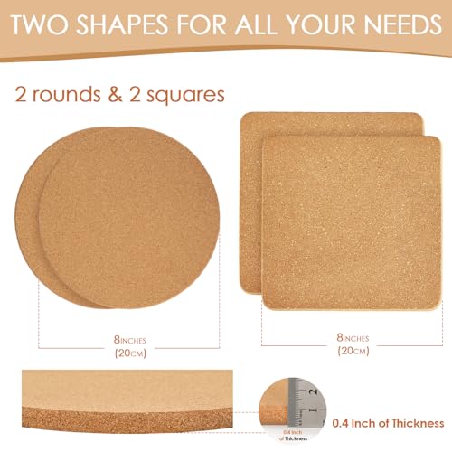 Cork Trivet Set (04-8 Inch 2pcs Round 2pcs Square)