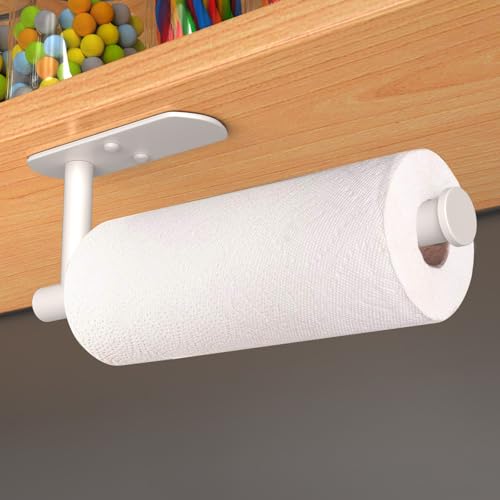 Adhesive Paper Towel Holder Under Cabinet Wall Mount for Kitchen Paper Towel (Brown / 2 Pack)