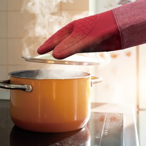 Professional Microwave Silicone Oven Mitts one Pair (Oven mitts / Red Oven Mitts)