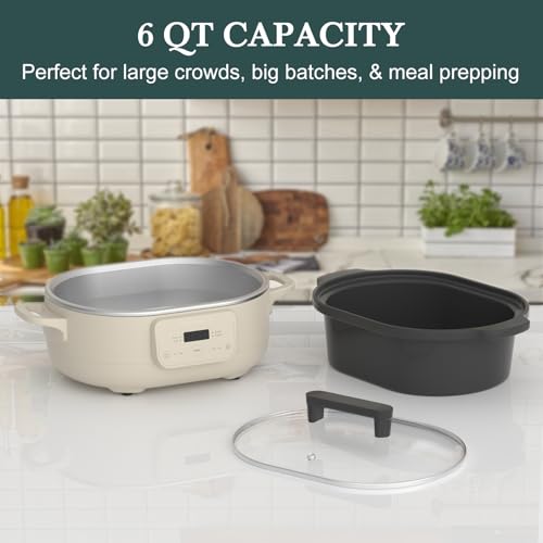 6 Quart Programmable Slow Cooker Removable Healthy Nonstick Pot