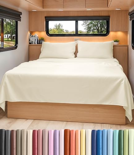 Short Queen Size 4 Piece Bed Sheet Set (10 - Off White / Short Queen)
