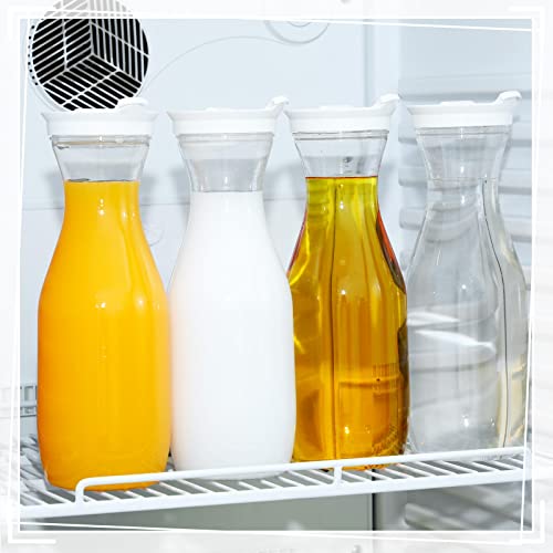 24 Pcs Plastic Water Carafe with Lid 32 Oz Clear (White Cap)