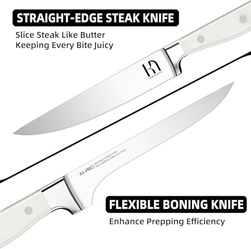 15 pc Japanese Kitchen Knife Block Set (White Acacia)