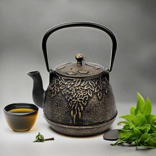 Tea Kettle Toptier Japanese Cast Iron Tea Kettle for Stove Top (1.3 Quarts / Black)