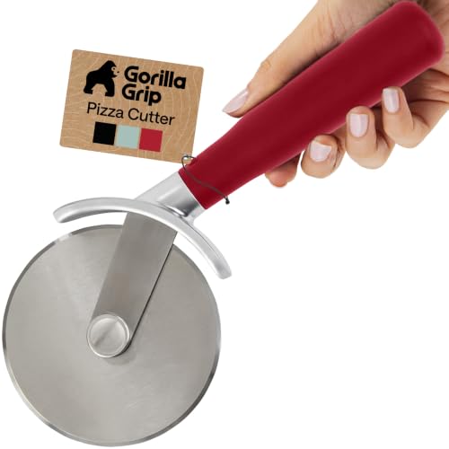 Patented Stainless Steel Large Pizza Cutter Wheel (Red)