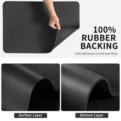 Coffee Mat Absorbent Hide Stain Rubber Backed Dish Drying Mat for Kitchen Counter (Black / 16" x 24")