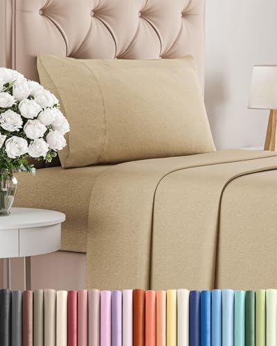 Twin Size 3 Piece Sheet Set (37 - Heathered Tan / Twin)