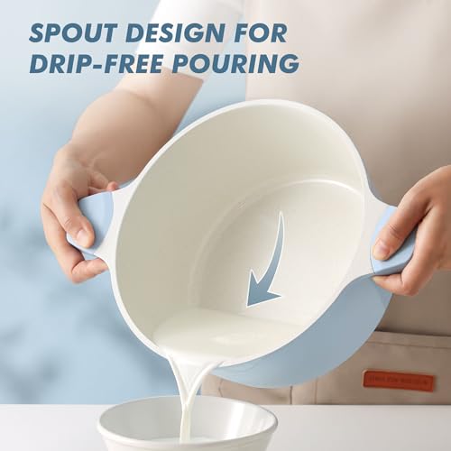 Ceramic Nonstick Stock Pot with Lid (4.5 Quarts / Blue)