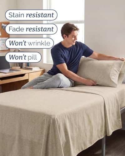 Twin XL 3 Piece Sheet Set (38 - Heathered Beige / Twin XL)