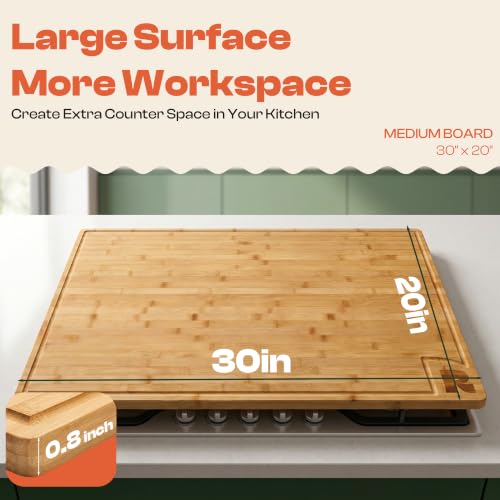 Extra Large Bamboo Cutting Board (30"L x 20"W)