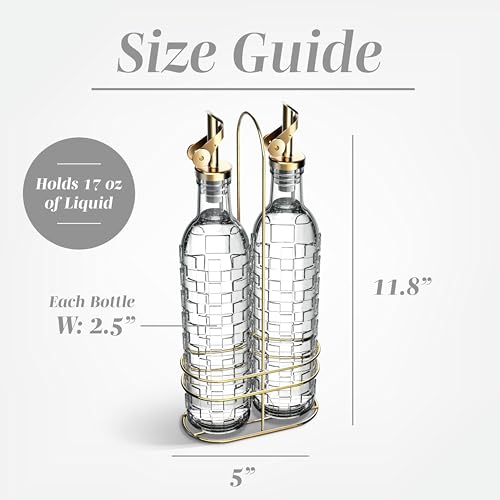 Glass Olive Oil Bottle Dispenser (Checkered / Clear)