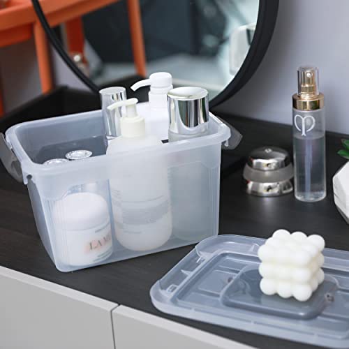 6 Packs 6 QT Storage Bins with Lids Clear Plastic Bins with Grey Handle Stackable Storage Containers for Organizing (6.0QT / 6 PACK)
