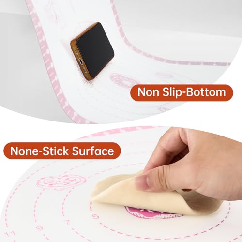 Silicone Baking Mat with 10 Recipes (Pink / 26"L x 16"W)