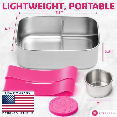 Stainless Steel Bento Box + Condiment Container (Dragonfruit / 37oz / 1100ml)