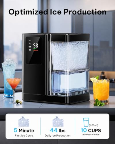 Nugget Ice Maker 44lbs (Pure Black / 44lbs)