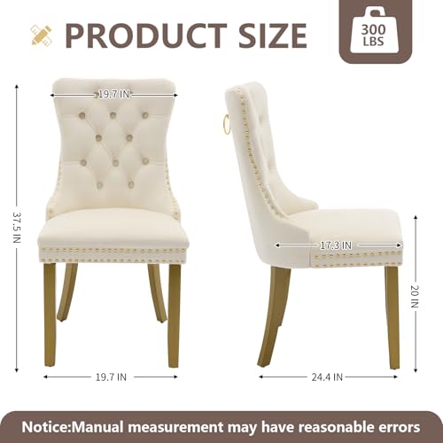 Cream Velvet Dining Chairs Set of 4 (Cream)