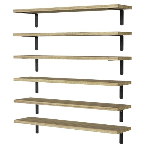 24'' Long Floating Shelves for Wall Decor & Storage (24 Inch / Rustic Brown)