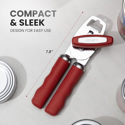 Manual Can Opener Heavy Duty Patented Stainless Steel (Red / Comfy Grip)