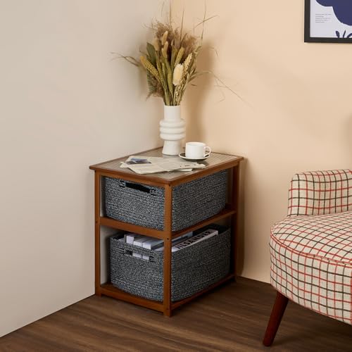Large Storage Baskets for Shelves (3pcs-L17×W13×H7.5" / Dark Gray)