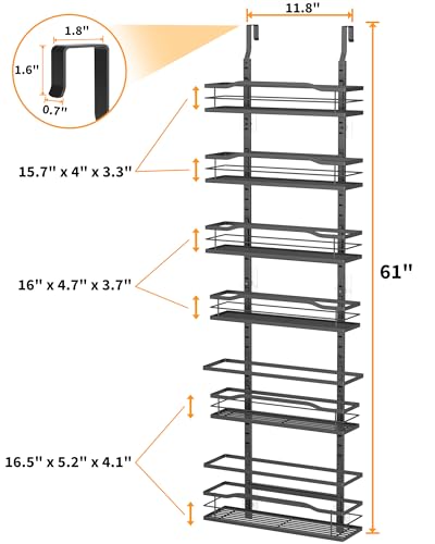 6 Tier Over The Door Pantry Organizer (6-Tier Standard / Black)