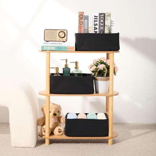 Small Storage Baskets for Organizing (4pcs-L13xW8.5xH5.1" / Black)