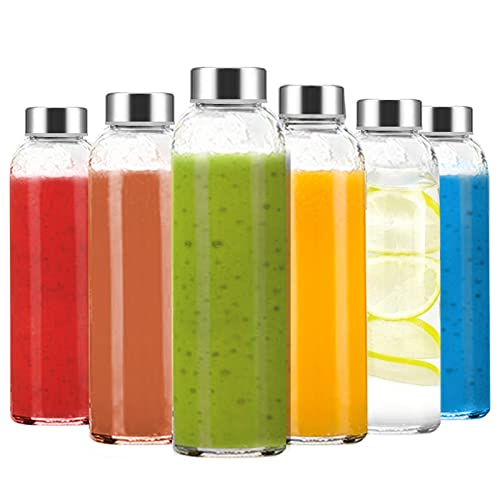 Clear Glass Bottles with Lids (Clear Glass Bottle 6Pack / 24 Ounces)